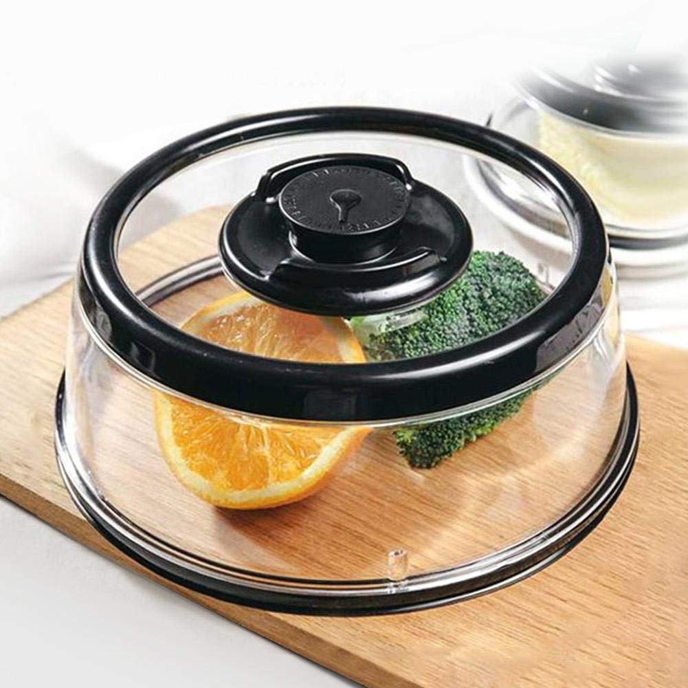 Universal Vacuum Airtight Food Sealer - Black Fresh Food Storage Container with Tight Lid for Plates & Platters | Keep Food Fresh for Meal Prep, Leftovers & Refrigeration