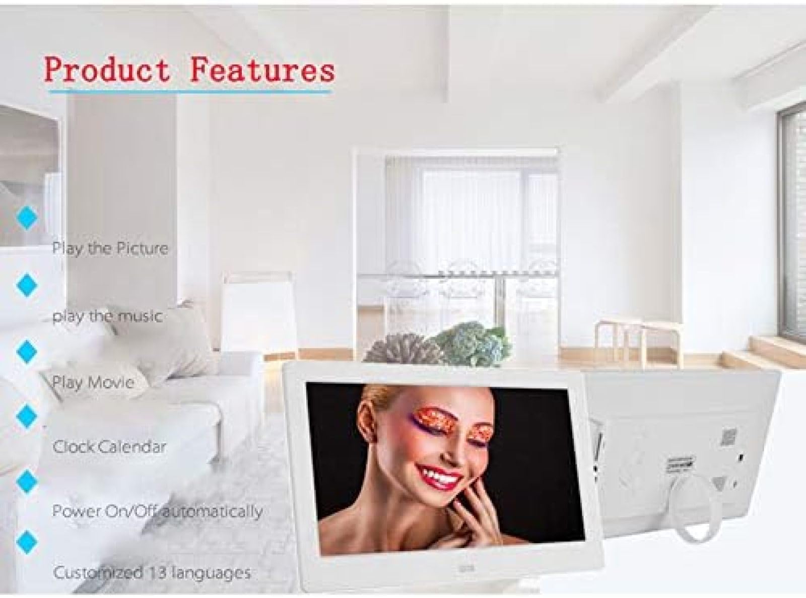12-inch Widescreen HD Digital Photo Frame with Smart Advertising Display - Horizontal & Vertical Screen Electronic Photo Album - Multi-Function Support (Black) - Perfect for Home, Office & Retail Digital Signage