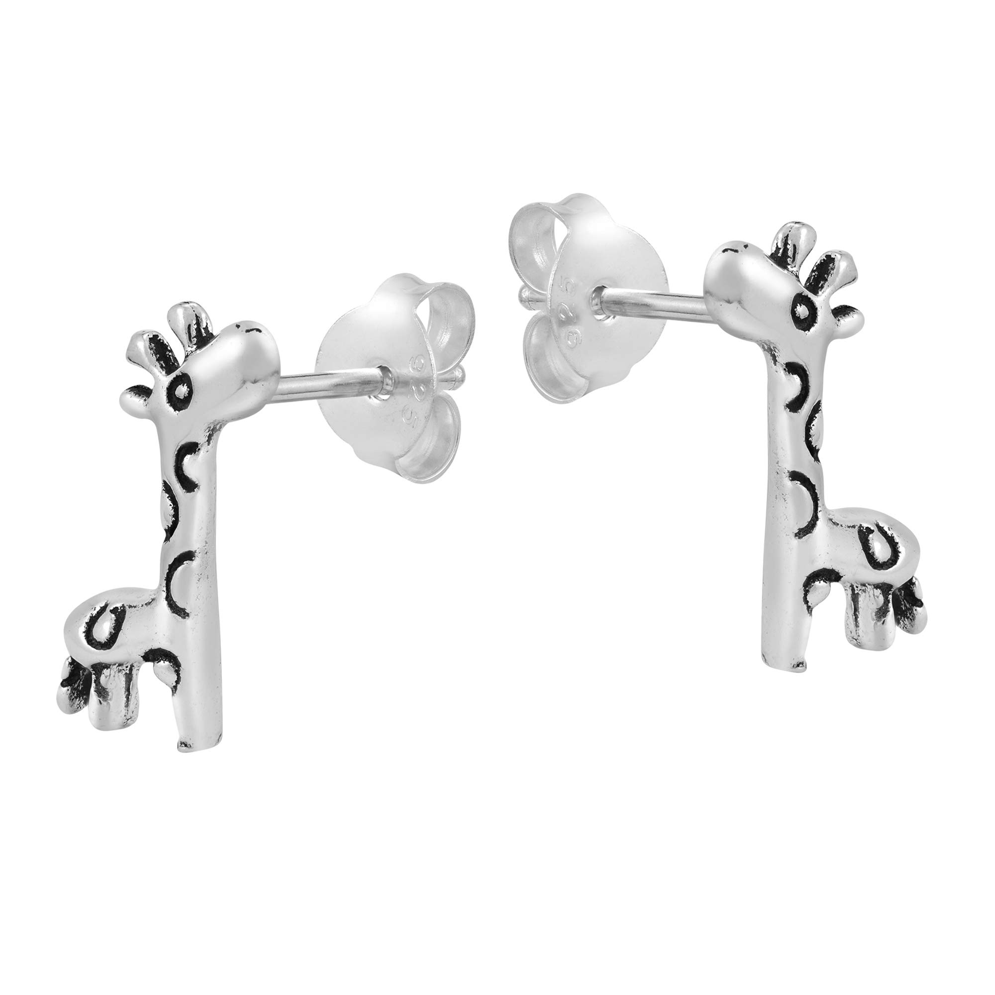 AeraVida .925 Sterling Silver Giraffe Stud Earrings for Women | Cute Animal Jewelry Gift | Perfect for Casual Wear, Office & Special Occasions