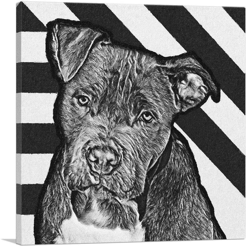 ARTCANVAS Cane Corso Dog Breed Black & White Stripes Canvas Wall Art - 26x26 Inch Framed Painting, Giclee Print, Home Decor for Living Room, Bedroom, Office | Premium Stretched Canvas with 1.5