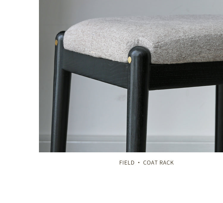 Solid Oak & Birch Wood Square Makeup Stool - Soft Padded Seat for Vanity, Dressing Room, and Bedroom Decor