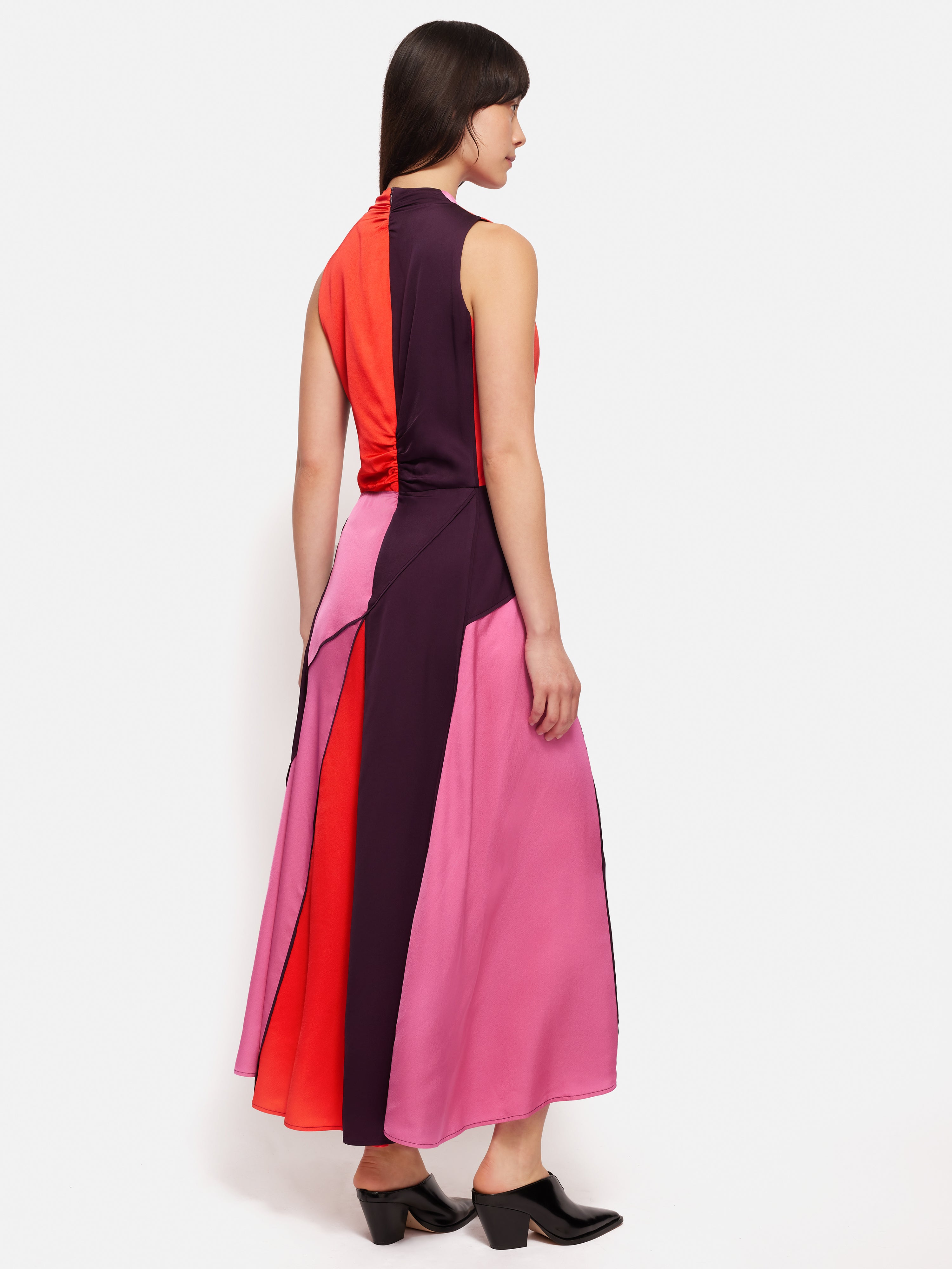 Stylish Purple Colour Block Satin Dress for Women - Elegant Party & Evening Wear