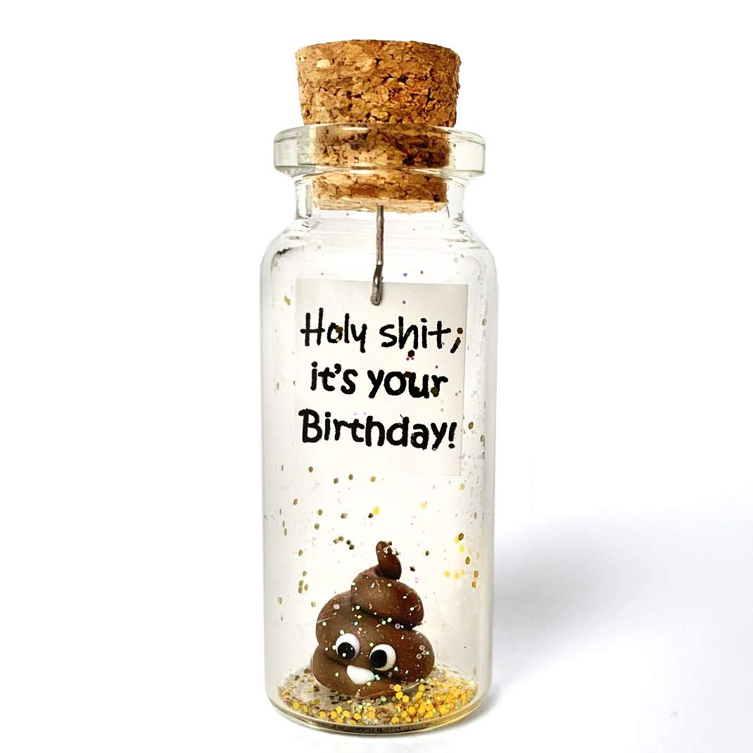 Funny Message in a Bottle Birthday Gift - Unique Classy Present for Men & Women | Cute Decorative Bottle with Brown Poop Design | Perfect for Birthday Parties, Office Gifts & Surprise Celebrations