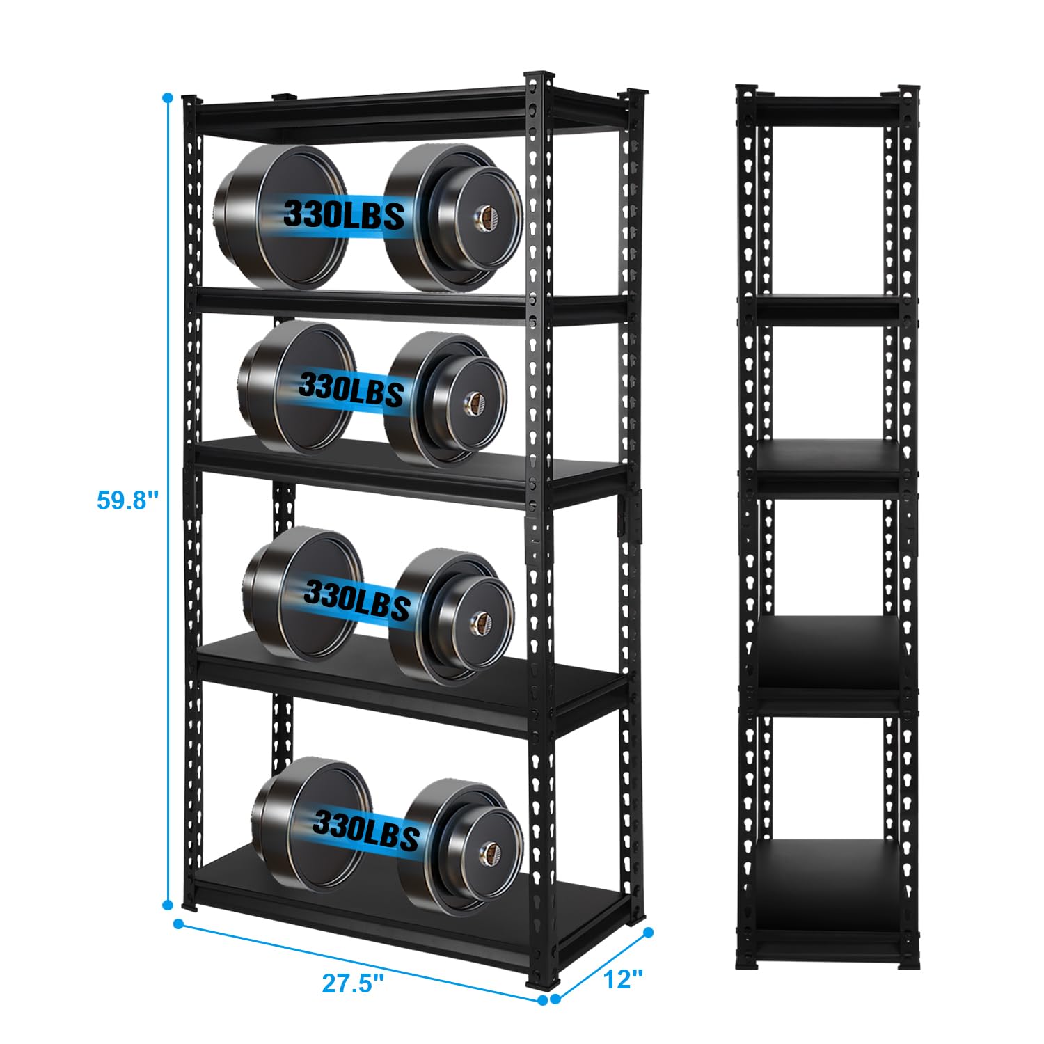 5-Tier Heavy Duty Metal Storage Shelves 27.5