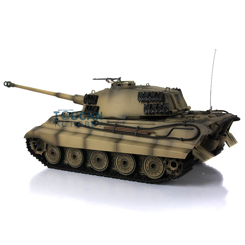 1/16 Henglong Upgraded King Tiger RC Tank 3888A - 360° Rotating Turret, Barrel Recoil, Metal Tracks & Wheels, Smoke Effect | Remote Control Military Tank for Adults & Collectors | Battle Simulation & Outdoor Play