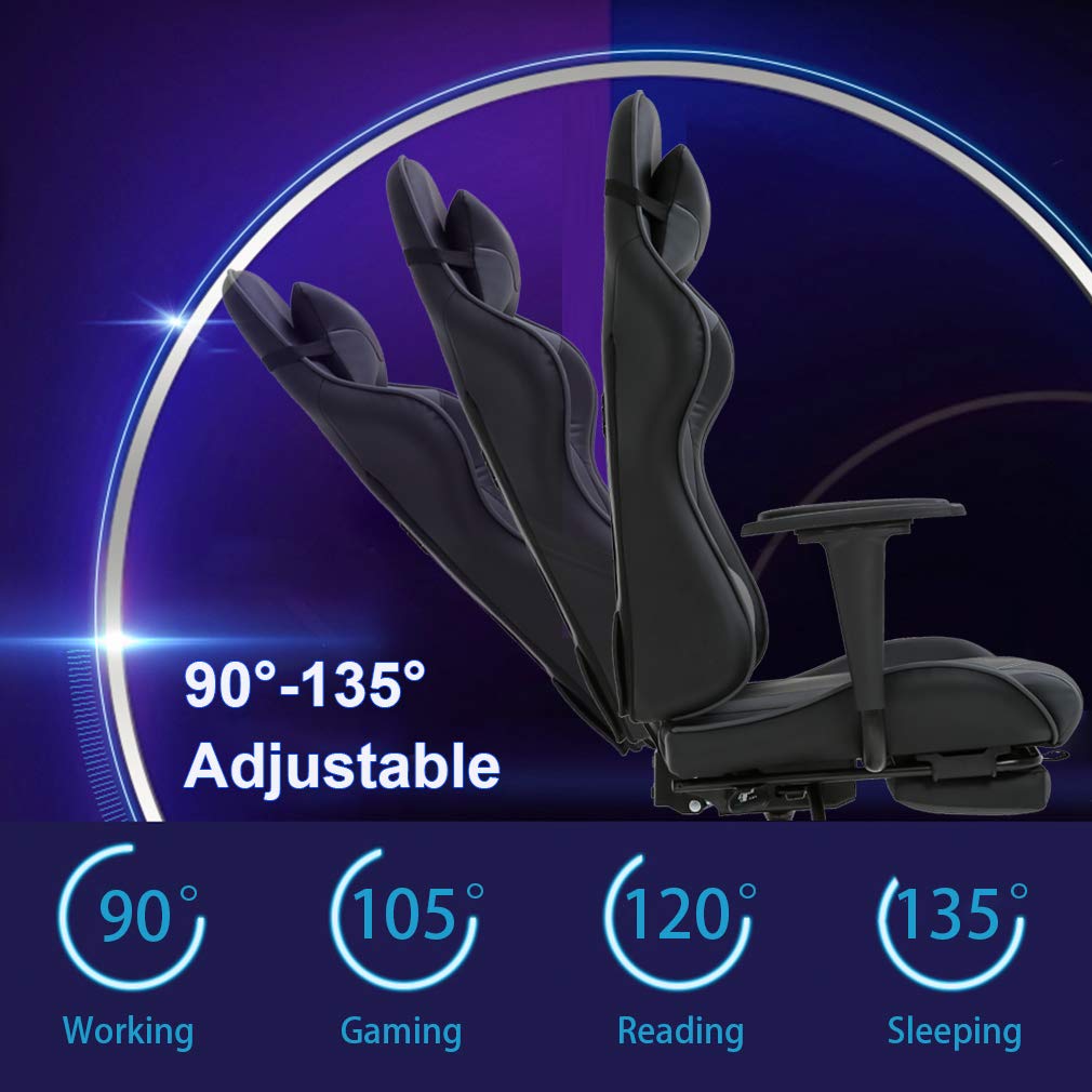 Ergonomic High-Back Office Chair - PU Leather Executive Desk Chair with Lumbar Support & Swivel Base - Perfect for Home Office, Gaming & Computer Work (Grey)