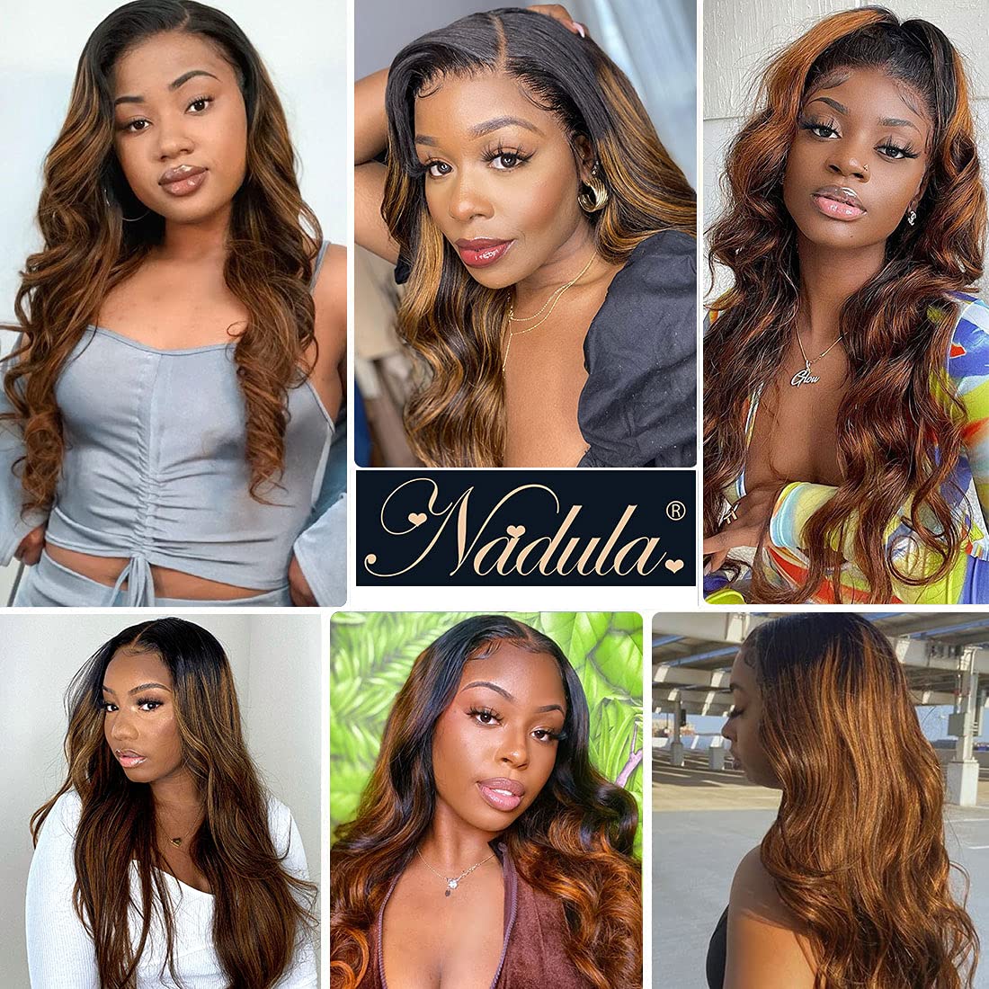 Nadula 12A Brown Balayage Ombre Body Wave Brazilian Human Hair Weave 3 Bundles - Remy Hair Extensions in Chocolate Brown Ombre Color (24, 26, 28 Inches) for Stunning Beach Waves & Everyday Glamour