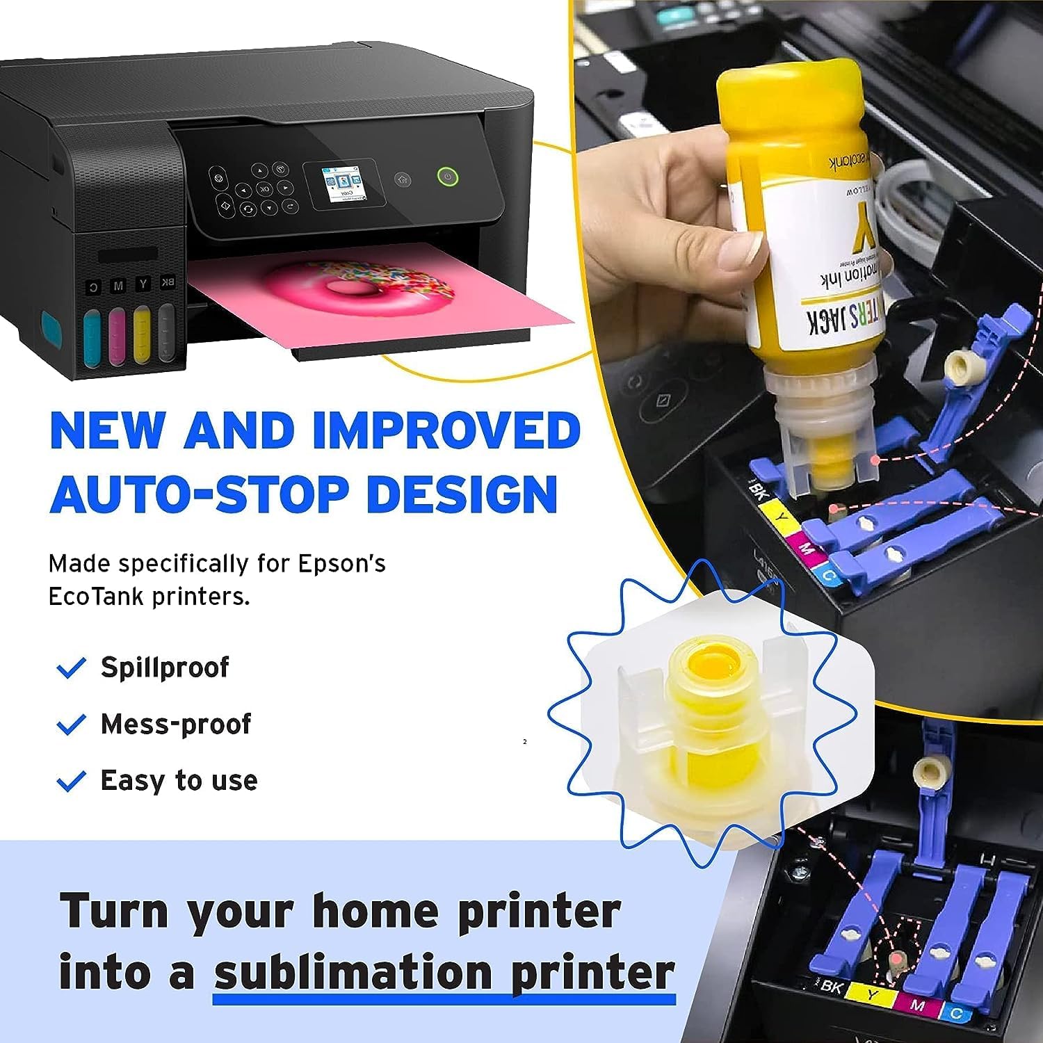 Printers Jack Sublimation Ink Refill 140ml x 4 (560ml Total) - Compatible with Epson ET-2720, ET-2760, ET-2750, ET-4700, ET-3760 Supertank Printers - High-Quality Anti-UV Dye Sublimation Ink - ICC Profile Included - Perfect for T-Shirt, Mug, and Fabric Printing