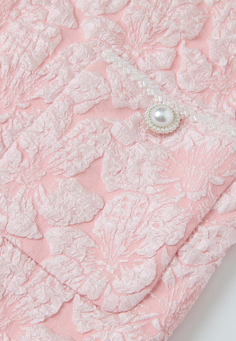 Elegant Embossed Jacquard Dress for Women - Perfect for Weddings, Parties & Special Occasions