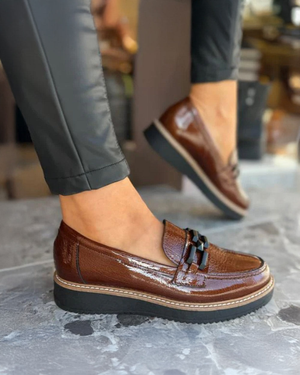 10070 Patent Leather Loafers for Men - Genuine Leather Slip-On Dress Shoes for Business & Casual Wear - Comfortable & Stylish Office & Wedding Shoes
