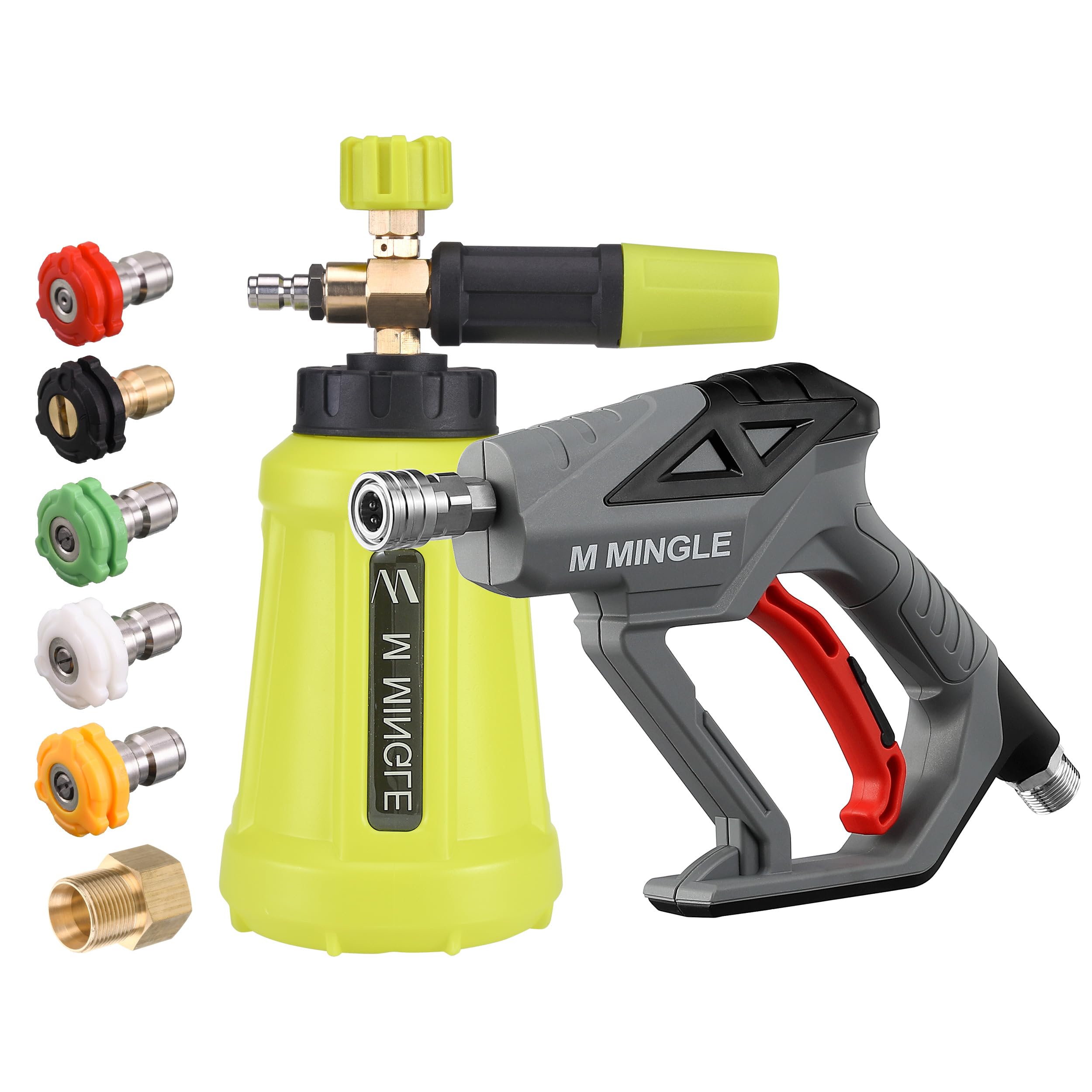 **M MINGLE 4000 PSI High Pressure Washer Gun & Snow Foam Lance - Car Wash Foam Blaster with 1/4