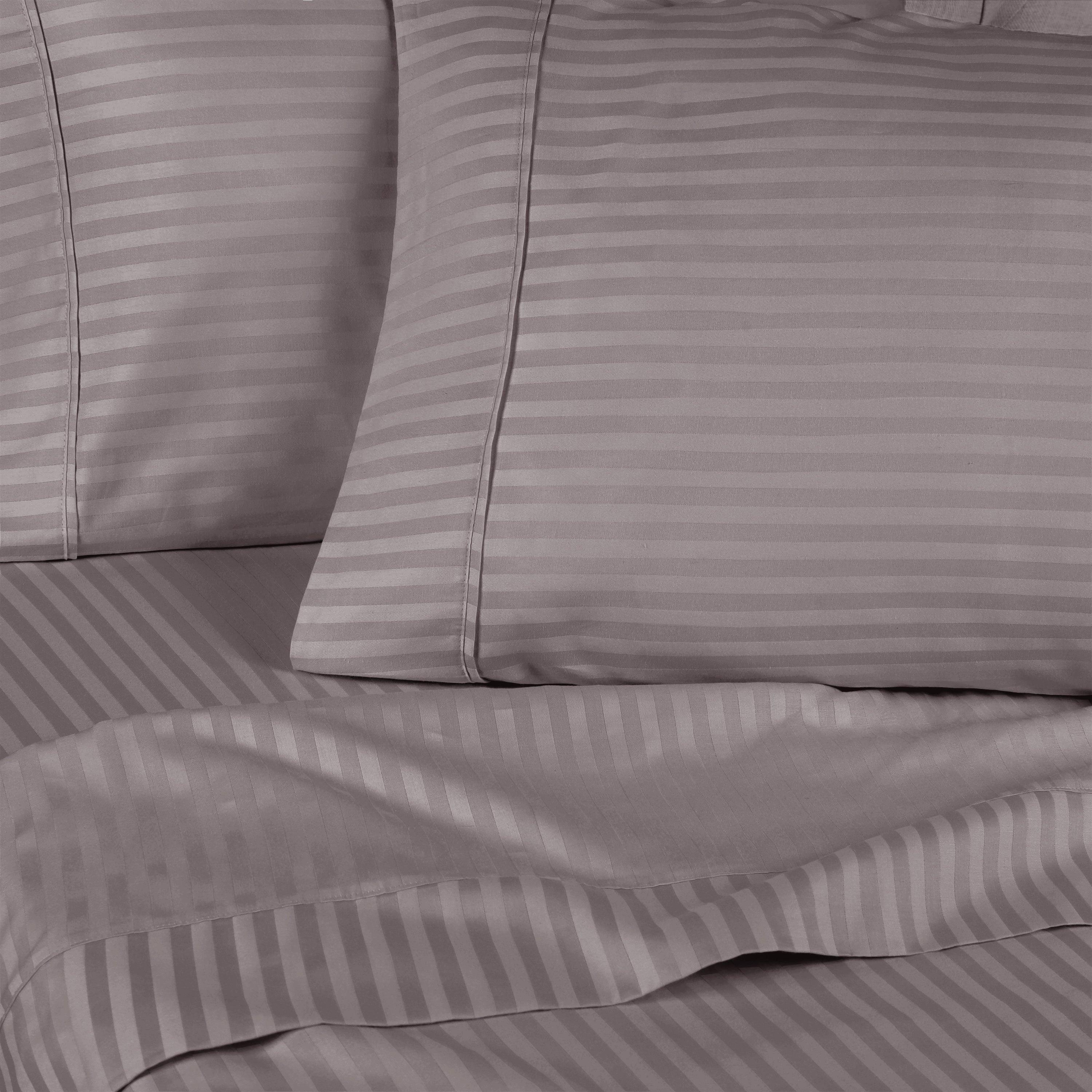 Premium 300 Thread Count Egyptian Cotton Sheet Set - Deep Pocket, Striped Design for Ultimate Comfort & Luxury - Perfect for Master Bedrooms, Guest Rooms & Hotels