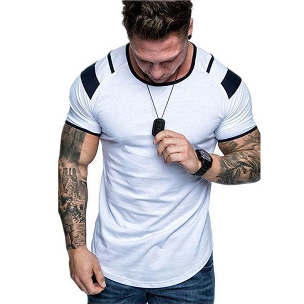 BIGEOOSH Men's Muscle Gym T-Shirt - Short Sleeve Workout Shirt for Bodybuilding & Athletic Training - Breathable Cotton Tee with Raglan Sleeves - Perfect for Gym, Weightlifting & Fitness Training