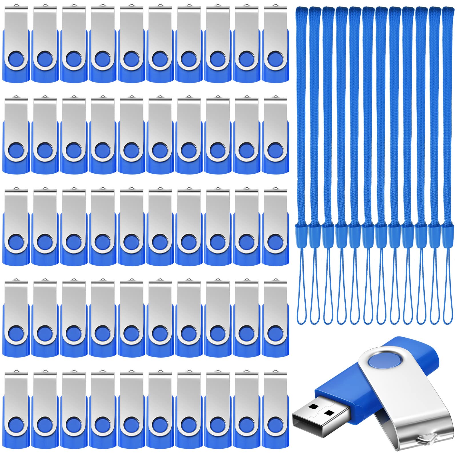 50-Pack 128MB USB 2.0 Flash Drives with Lanyards - Bulk Storage for Office & School