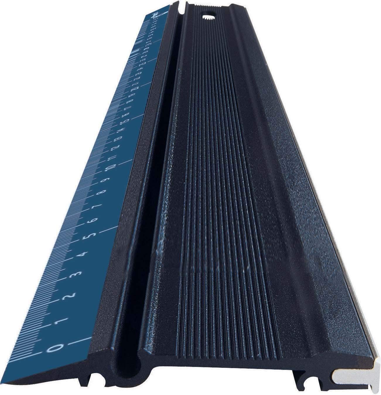 Maped Profila 80cm Aluminum Ruler for Straight Cuts - 2 Non-Slip Pads, Black (1-Pack) - Perfect for School, Office, Drafting & DIY Projects