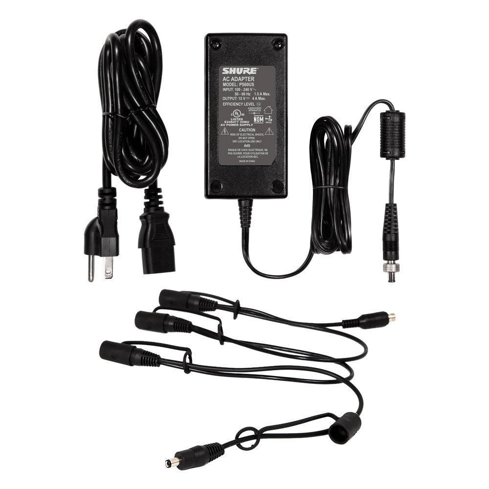 Shure PS124 In-Line Power Supply with 4-Way Distribution Cable - Ideal for Microphones, Audio Interfaces & Studio Equipment