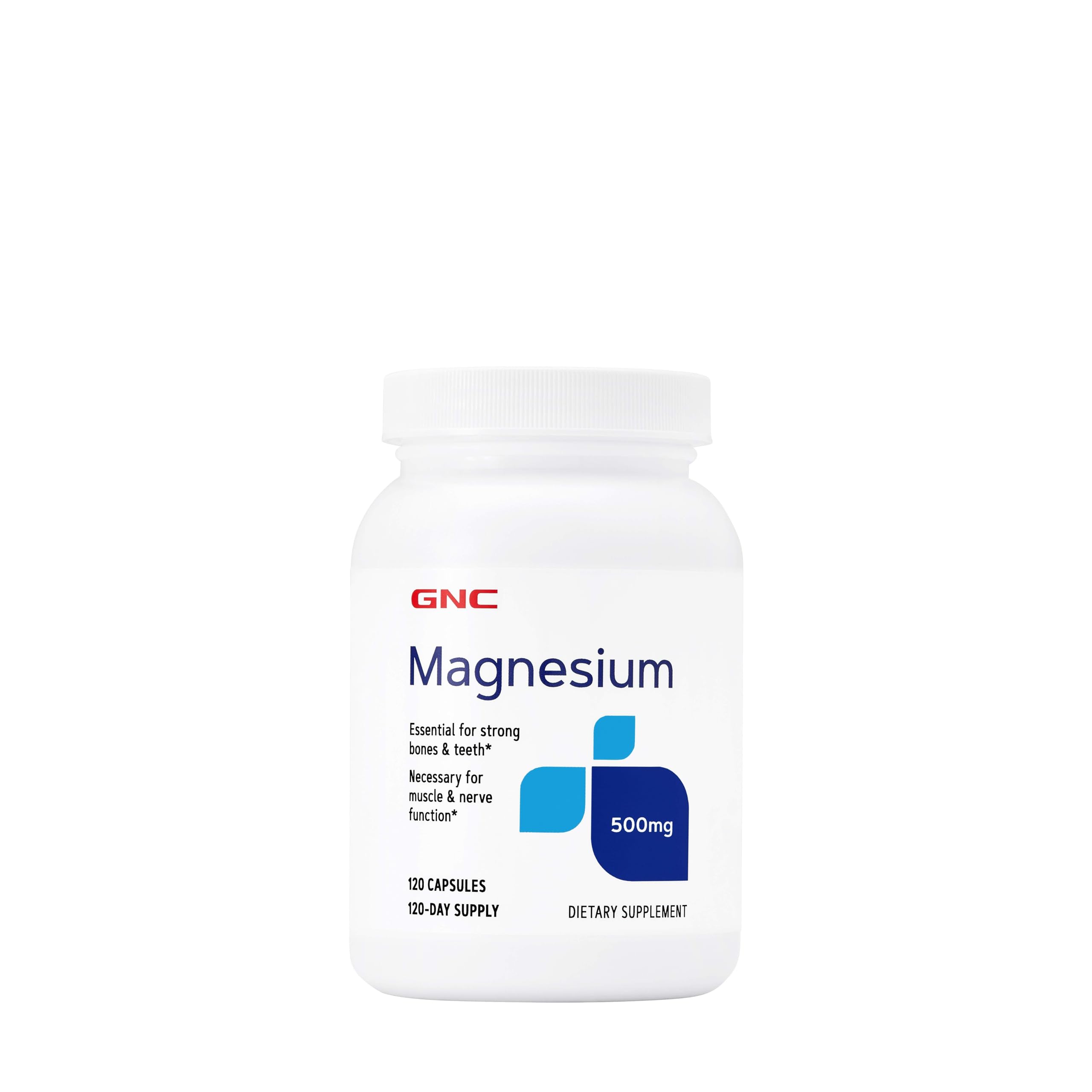 GNC Magnesium 500mg Supplement - 120 Capsules for Calcium Absorption, Strong Teeth & Bone Health | Muscle Relaxation & Better Sleep Aid