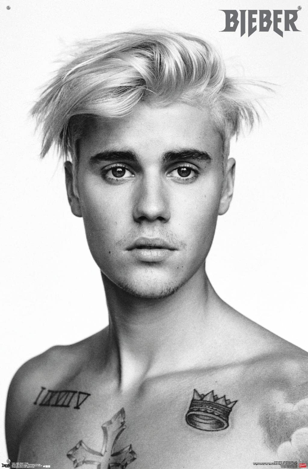 Trends International Justin Bieber Wall Poster - Premium Quality 24x36 Inch Celebrity Poster for Room Decor, Teen Bedroom, Dorm Room & Music Fan Gifts - Includes Push Pins for Easy Hanging