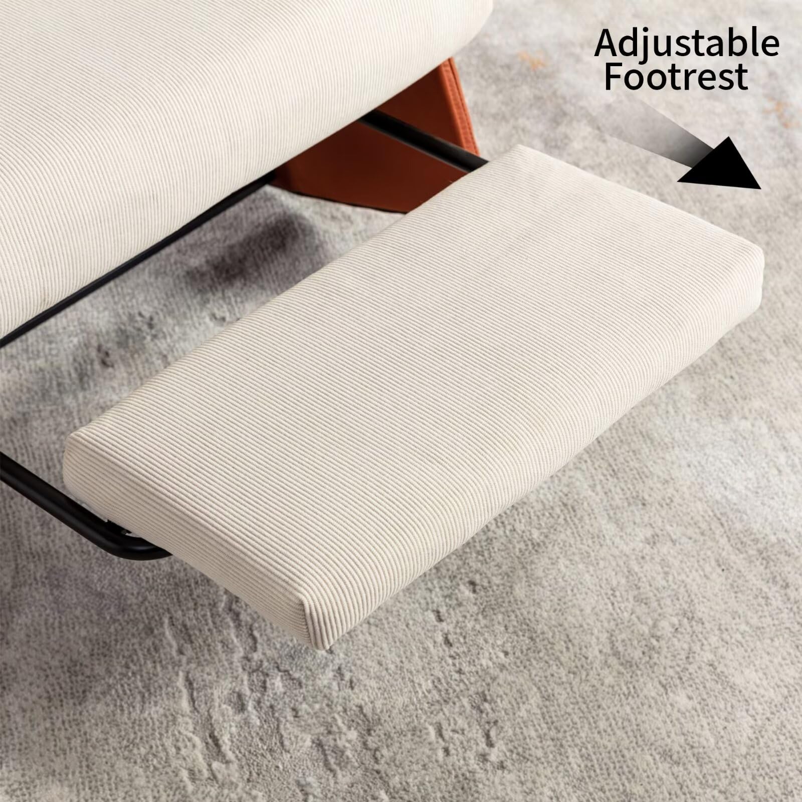 Comfortable Upholstered Glider Rocking Chair with High Backrest, Padded Seat & Footrest - Nursery, Reading & Accent Armchair for Living Room, Bedroom, Nursery & Studio (Orange & Beige) - Perfect for Nursing, Relaxing & Home Decor