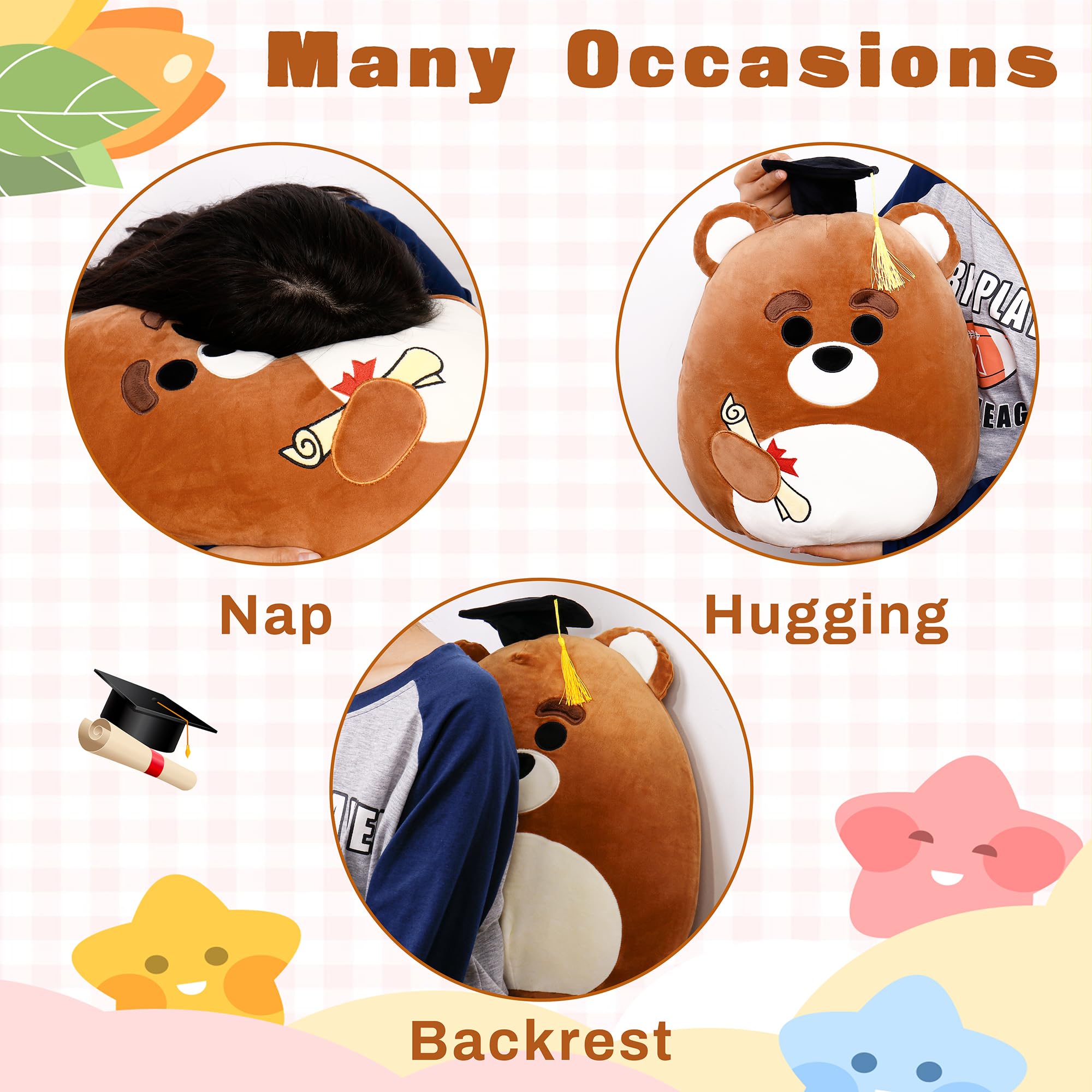 2025 Graduation Bear Plush Toy with Mini Cap - Cute Stuffed Animal Gift for Middle, High & Elementary School Students | Perfect Graduation Party Favors & Decorations