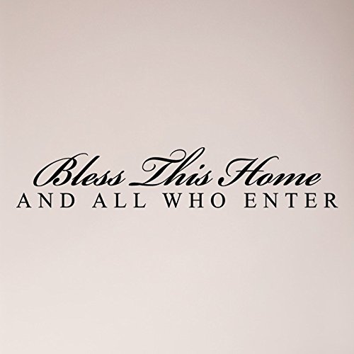 48x12 Inch 'Bless This Home and All Who Enter' Large Wall Decal Sticker - Home Decor, Vinyl Wall Art, Housewarming Gift for Living Room, Bedroom & Entryway