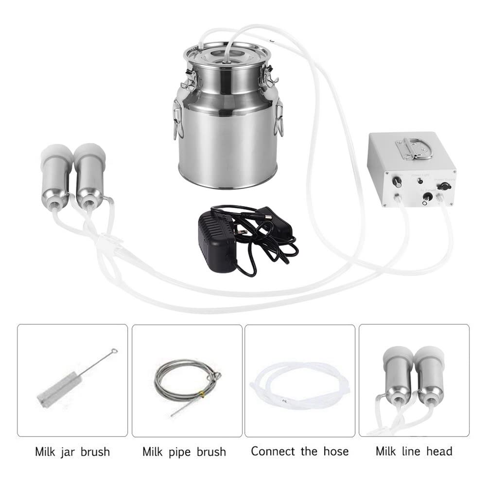 14L Electric Cow Milking Machine - Automatic Rechargeable Battery Powered Vacuum Pump with 2 Teat Cups & Stainless Steel Bucket for Dairy Cows | Portable Farm Milking Equipment for Small to Medium Herds | Ideal for Homesteads, Family Farms & Dairy Operations