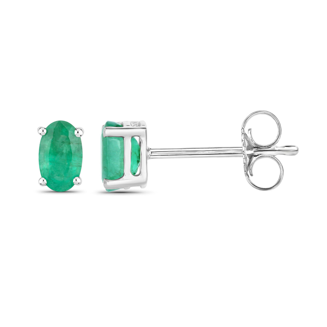 Genuine Green Zambian Emerald 10K Gold Stud Earrings | Dainty Gemstone Jewelry for Women | Perfect for Weddings, Anniversaries & Everyday Elegance