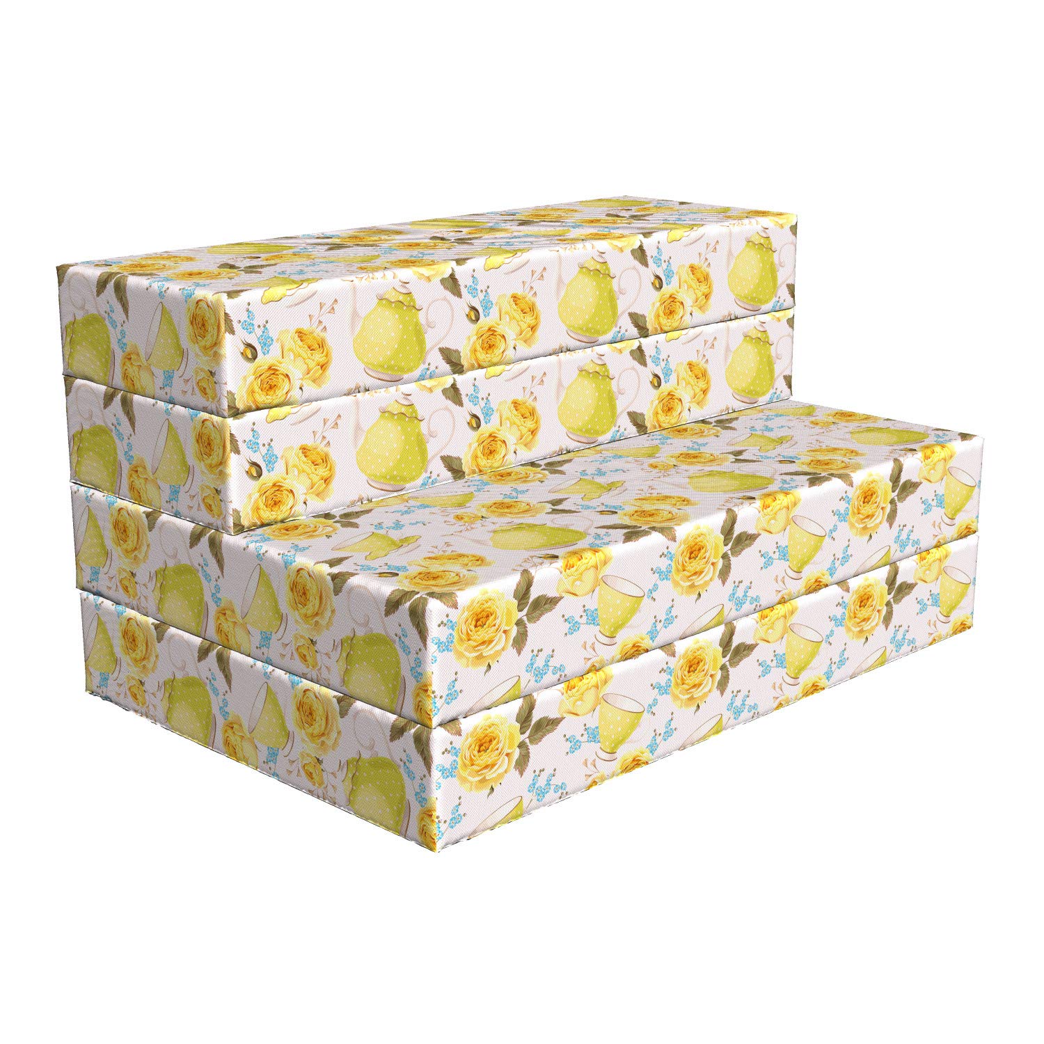 Ambesonne Foldable Kitchen Mattress - Floral Tea Cup Design, 74.8