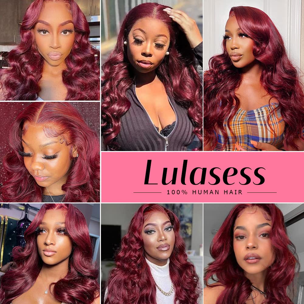 99J Burgundy Lace Front Wigs Human Hair - 13x4 HD Transparent Lace Frontal with Baby Hair & Pre-Plucked Hairline | Body Wave Glueless Lace Wig for Women (22 Inch) | Perfect for Cosplay, Daily Wear, and Special Occasions