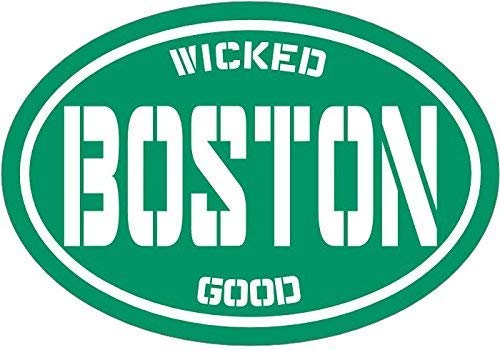 ION Graphics Boston Decal - Premium Green Wicked Good Vinyl Sticker for Cars, Laptops & Windows - 4.7 x 3.3 Inch Massachusetts Bumper Sticker - Perfect Boston Souvenir Gift Made in USA (Great for Travelers, Sports Fans & City Pride)