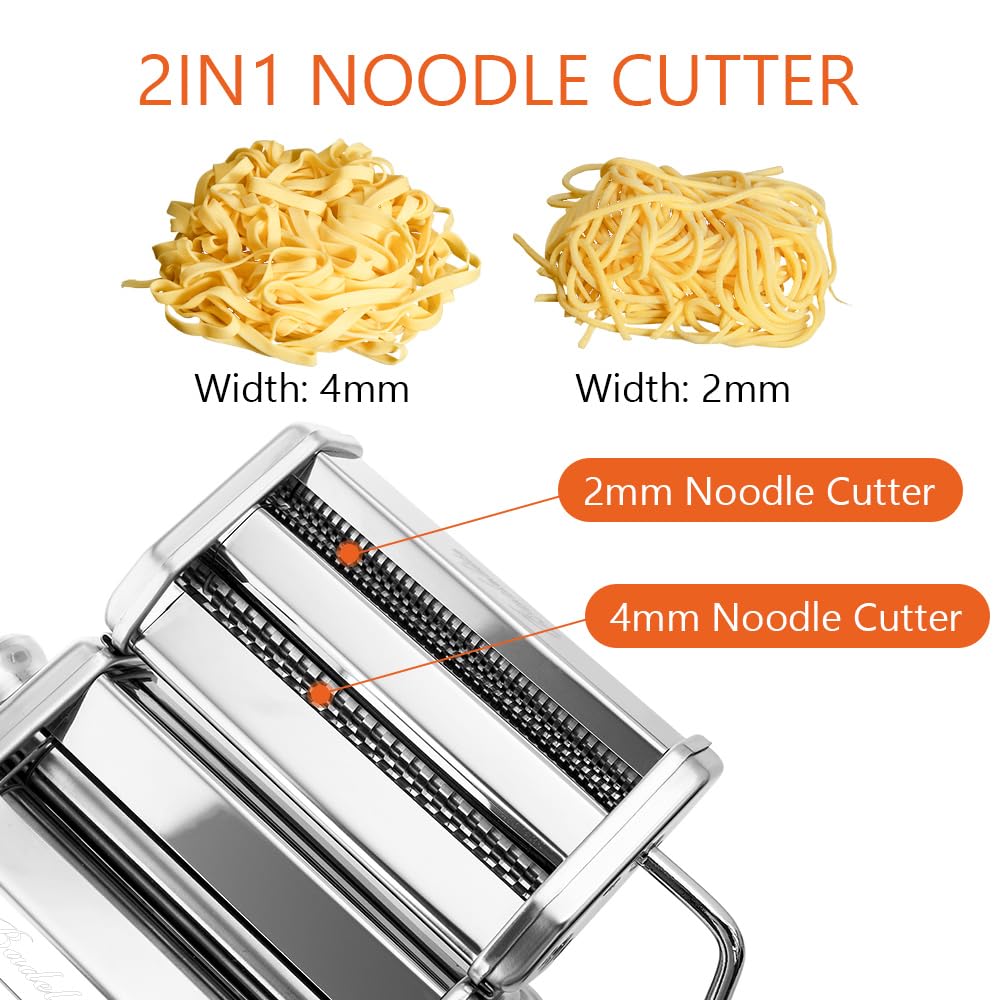 **150 Manual Pasta Maker Machine with Adjustable 9 Thickness & 2 Width Settings - Includes Roller & Cutter for Homemade Spaghetti, Fettuccine, Lasagna - Perfect for Italian Cuisine, Family Dinners & Gourmet Cooking**