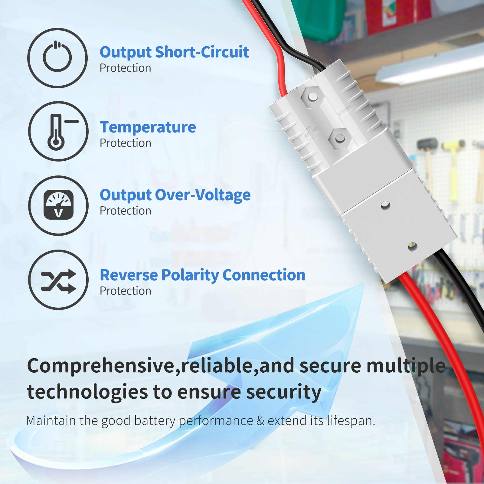 Redodo 14.6V 20A LiFePO4 Battery Charger for Golf Carts, RVs, Solar Systems - Fast Charging & Waterproof Power Supply