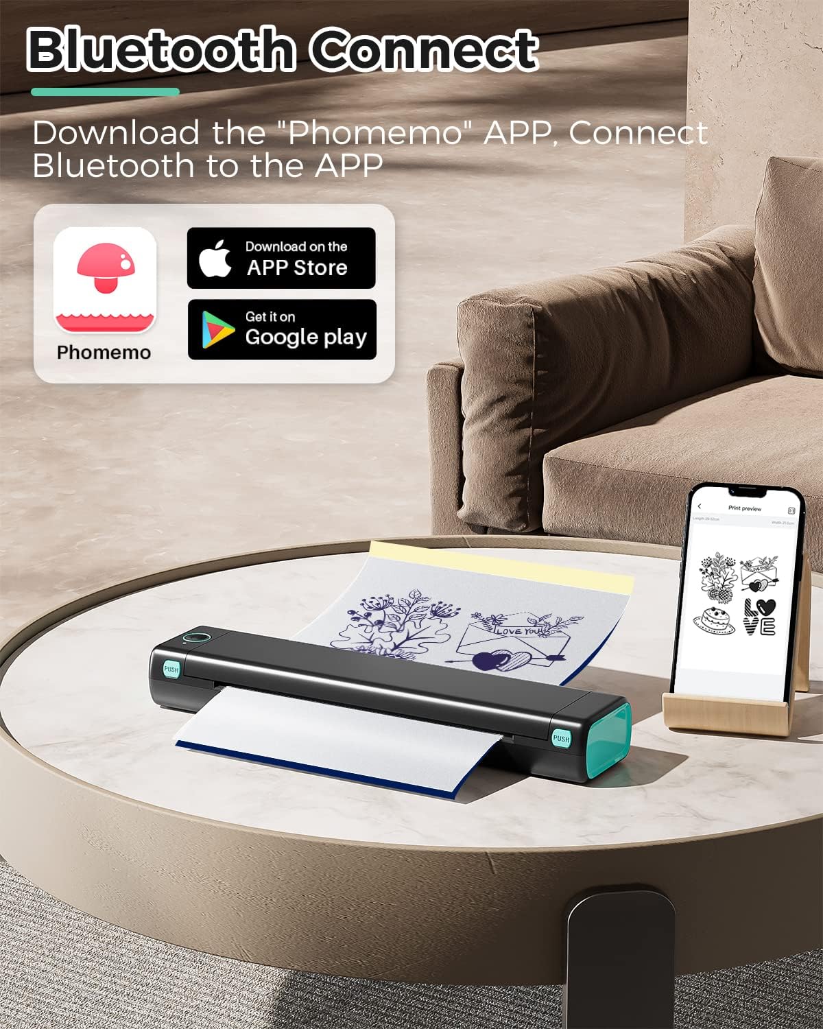 Phomemo M08F Wireless Tattoo Transfer Stencil Printer with Carrying Case - Thermal Copier Machine Kit for Tattoo Artists - Includes 10 Free Thermal Papers - Perfect for Tattoo Studios & Mobile Artists
