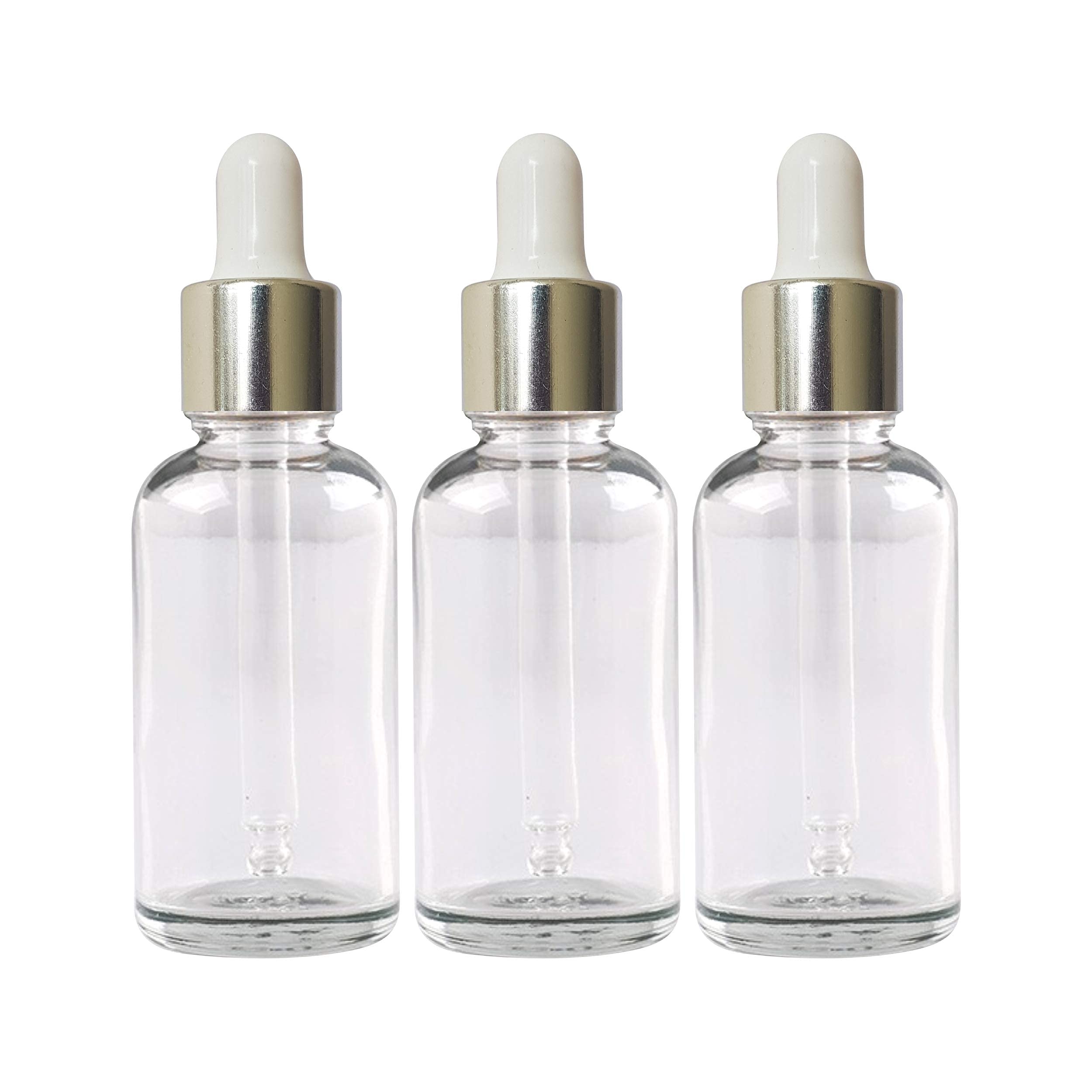 Premium 30ml Clear Glass Bottle with Glass Dropper & Metal Cap - Essential Oil Bottles, Perfume Containers, DIY Skincare (Pack of 3) - Perfect for Aromatherapy, Travel & Home Fragrance