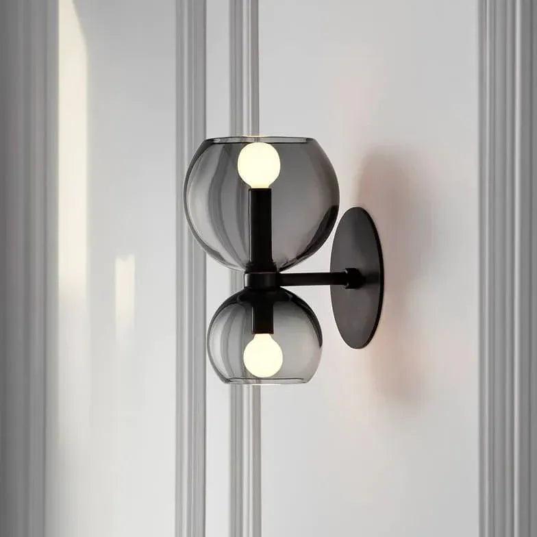 Modern Smoked Glass Wall Light - Up & Down Lighting for Living Room, Bedroom, and Hallway - Energy Efficient LED Wall Sconce for Home Decor
