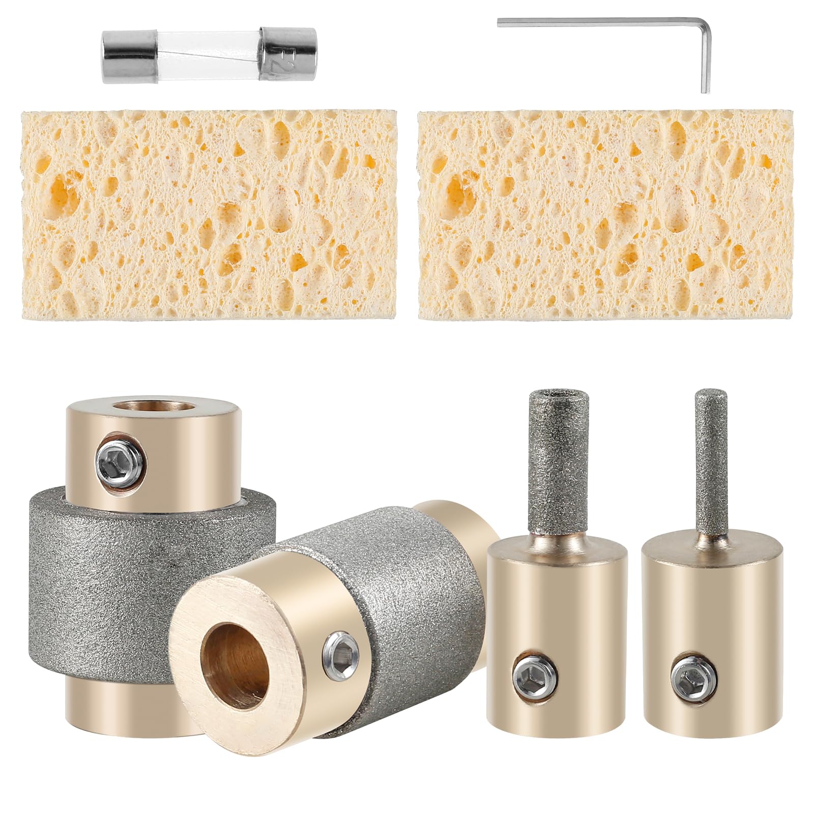 Diamond Grinder Bit Set for Stained Glass - 8PC Wear-Resistant Ceramic Tile Abrasive Heads - Professional Glass Grinding Tools for DIY Stained Glass Projects & Mosaic Art Creation