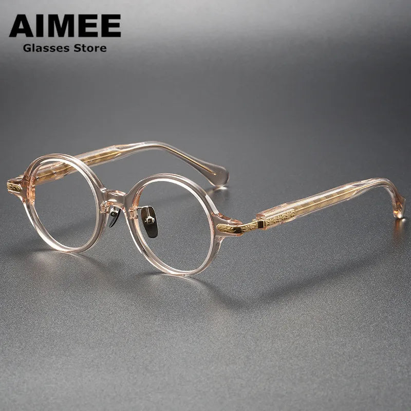 Stylish Aimee Unisex Full Rim Round Titanium Acetate Eyeglasses Frame 980854 - Lightweight & Durable for Work, Reading & Everyday Wear