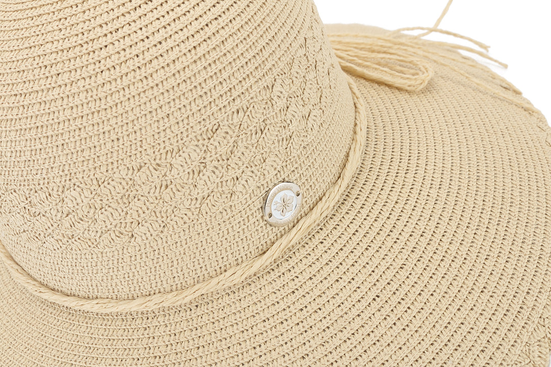 Blossom Woven Beige Hat for Women - Stylish Sun Hat for Outdoor, Beach, and Summer Fashion