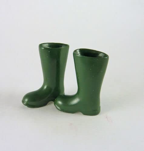 Miniature Green Rubber Boots for Dollhouse - Vintage Doll Accessories & Tiny Furniture - Perfect for Dollhouse Scenes, DIY Crafts, and Collectibles