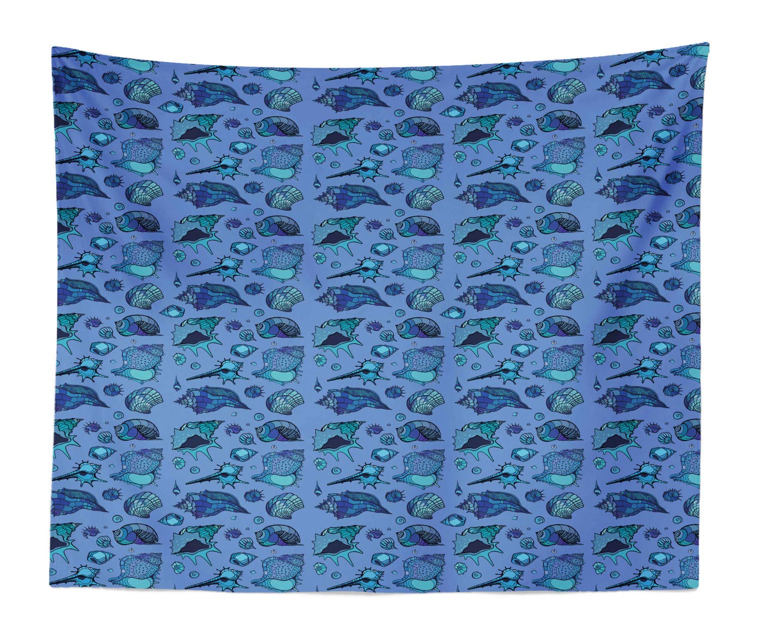 Ambesonne King Size Nautical Tapestry - Seashells & Ocean Wave Design, 104