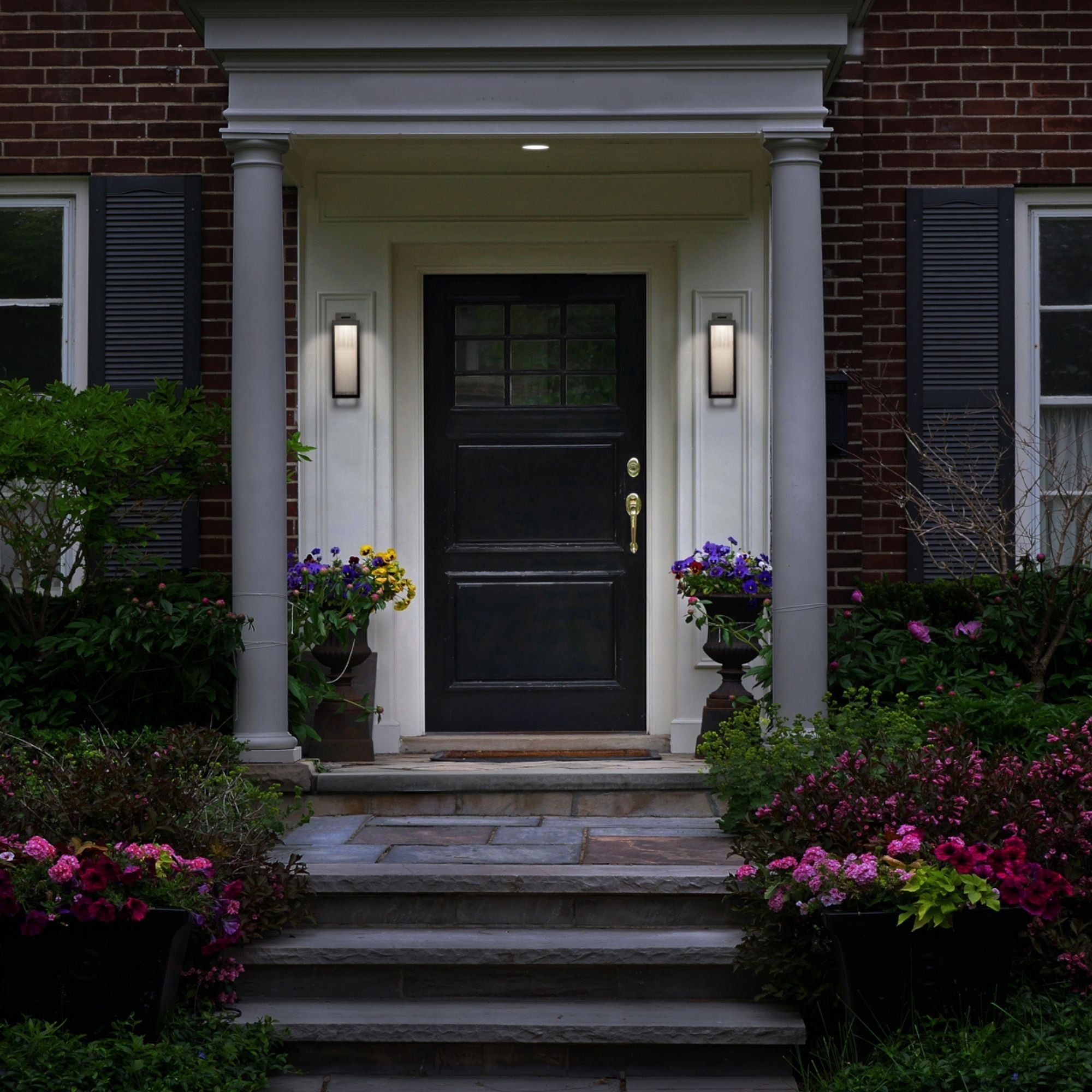 AMHERST 14 Inch LED Outdoor Wall Lantern - 3000K Warm White Light - Weatherproof Black Finish - Perfect for Porch, Patio, and Garden Lighting