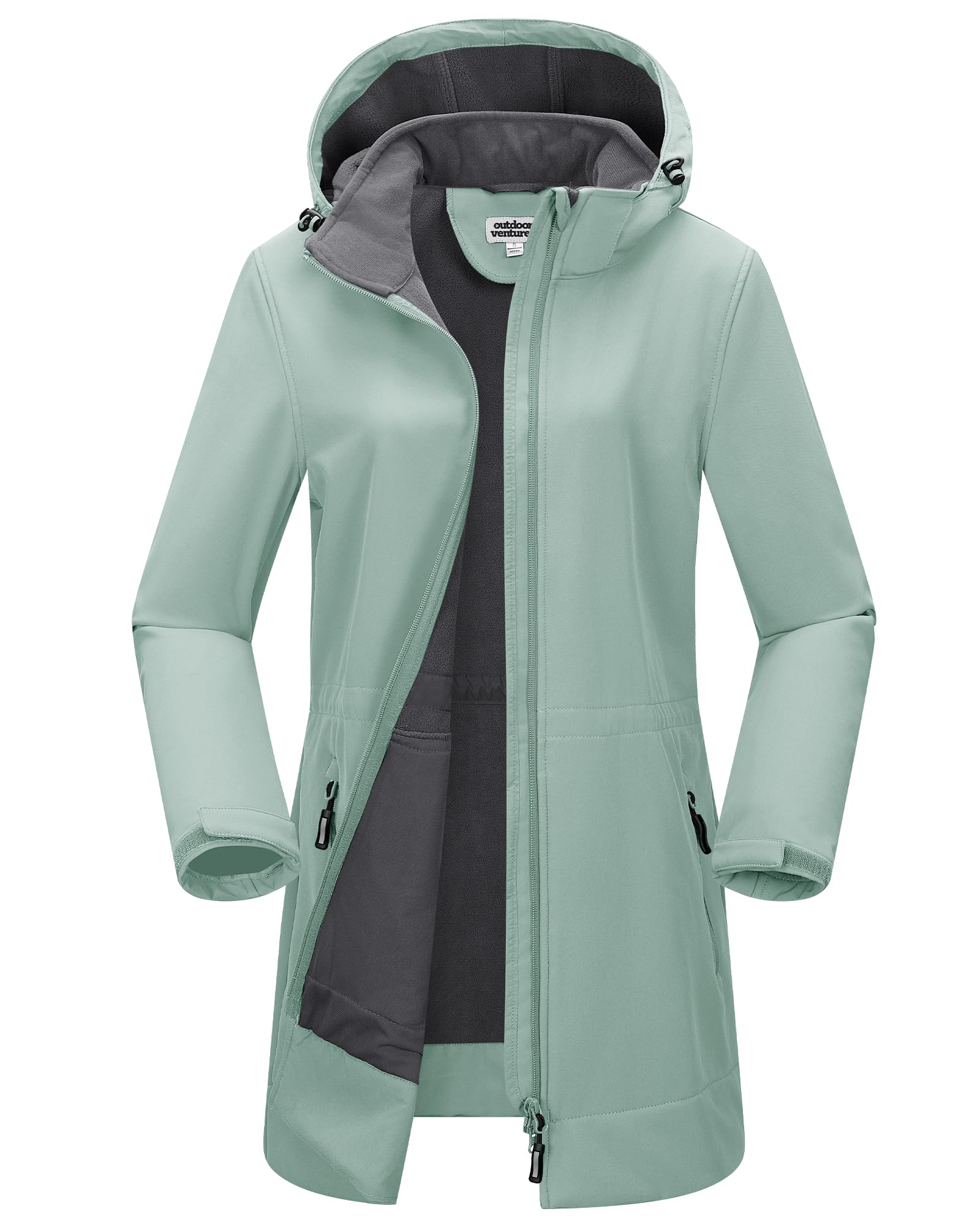 Outdoor Ventures Women's Softshell Jacket with Removable Hood - Fleece Lined Windproof & Waterproof Winter Jacket for Hiking, Camping & Outdoor Activities