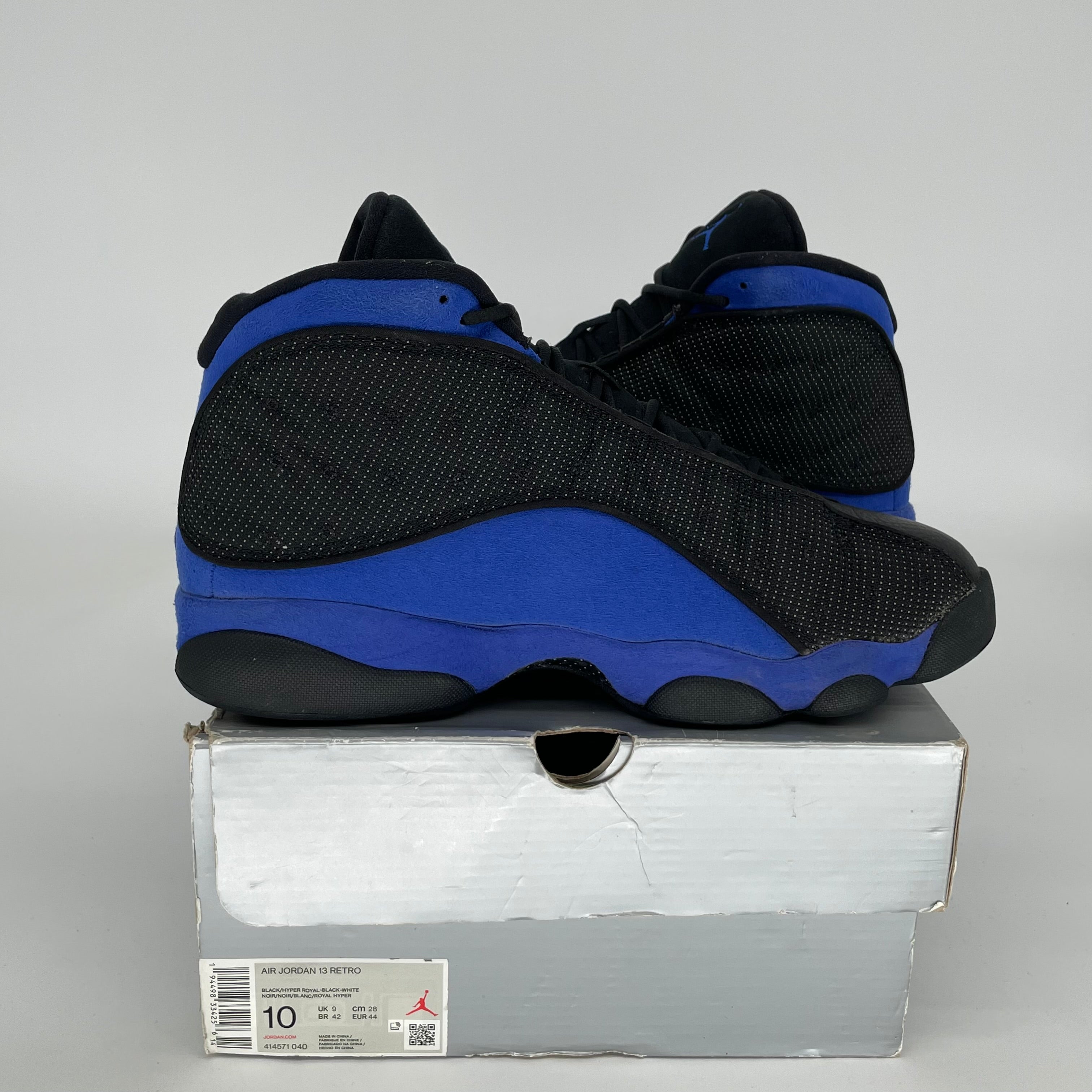 Original Air Jordan 13 Retro 'Black Hyper Royal' Men's Basketball Shoes Size 10 (414571-040) - Perfect for Streetwear, Sneaker Collecting & Casual Sports
