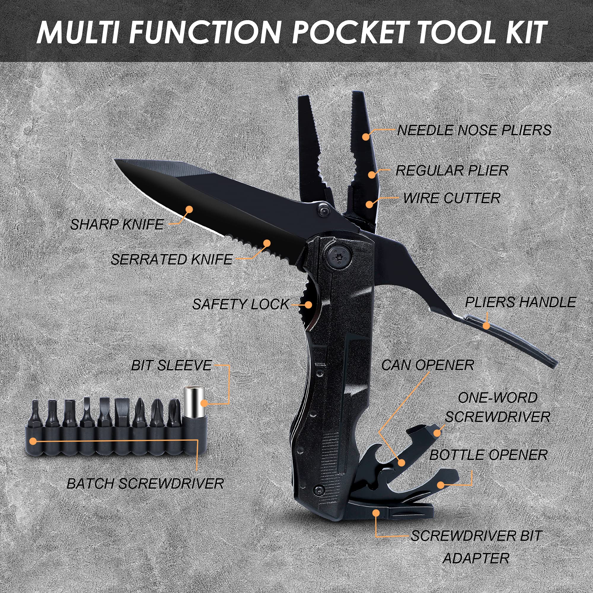 **13-in-1 Multitool Knife for Men - Best Father's Day Gift from Daughter, Son, or Wife - Portable Multi-Function Pliers for Outdoor, Camping, Hiking & Survival - Cool Gadget for Dad & Boyfriend**    *(Use Cases: Perfect for DIY projects, emergency repairs, outdoor adventures, and everyday carry!)*