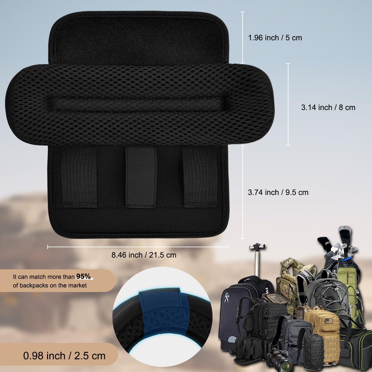 ZINZ 2-Pack Universal Wide Shoulder Pads with Ultra Thick Cushion for Luggage, Backpacks & Crossbody Bags - Comfortable Support for Travel, Commuting & Daily Use