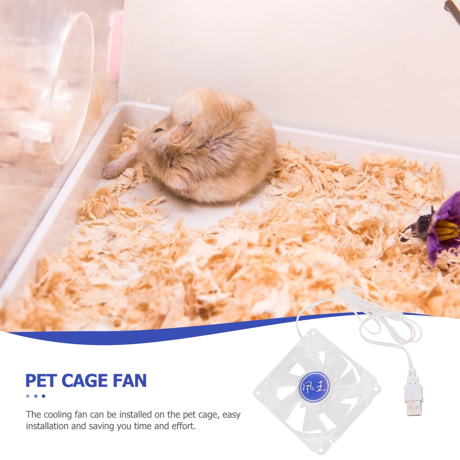 IPetboom USB-Powered Mini Cooling Fan for Hamster Cages - Portable Pet Cooling Fan with Adjustable Speed, Quiet Operation for Small Animals - Perfect for Hamster Habitats, Rabbit Hutches & Small Pet Cages