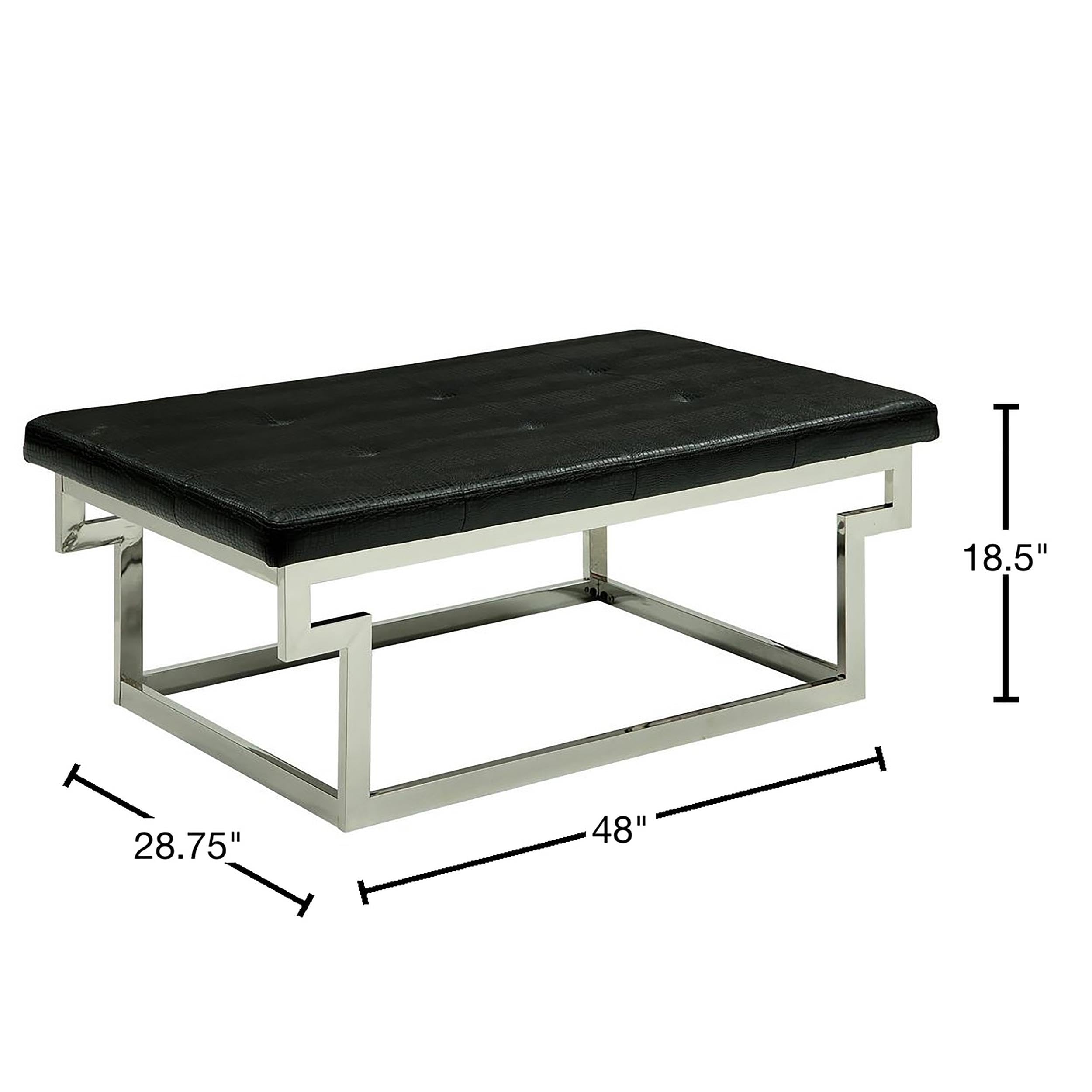 Furniture of America Jaxi Contemporary Black Faux Leather Tufted Bench - Stylish Entryway, Bedroom or Living Room Seating Solution