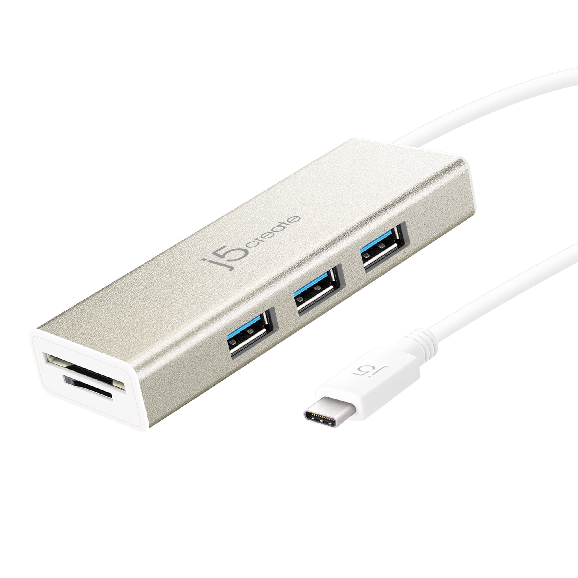 USB C Hub 3.1 with 3 Ports & SD/microSD Card Reader - Perfect for MacBook Pro, Chromebook, and Laptop Accessories (Data Transfer, Charging, Memory Card Reading)