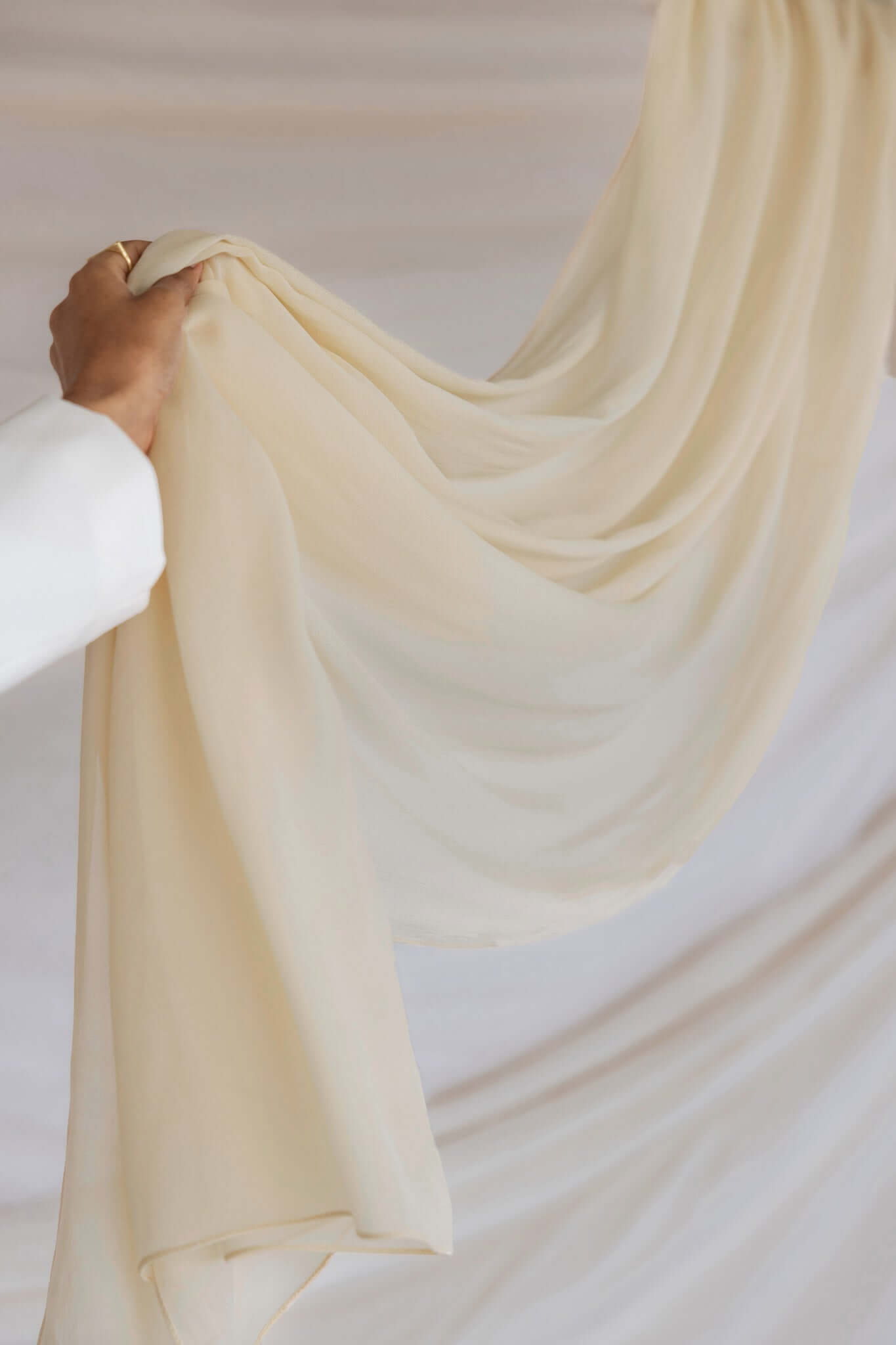Crema Crepe Chiffon Fabric - Soft Flowy Material for Dresses, Blouses & DIY Fashion Projects | Perfect for Summer Outfits & Boho Style Clothing