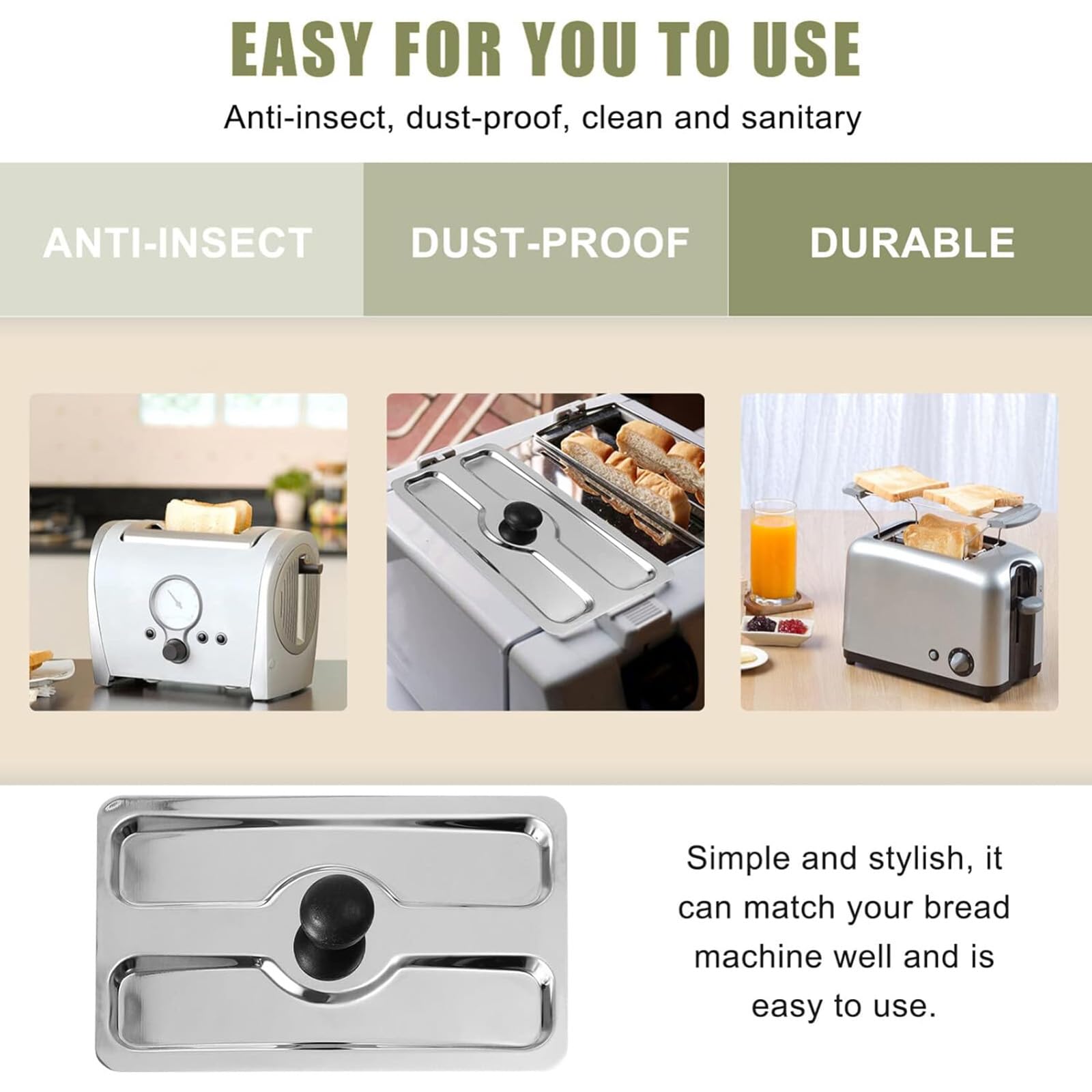 Stainless Steel Toaster Lid Replacement - Dust Cover for Bread Maker | Compatible with Most Toasters & Bread Machines | Perfect for Kitchen, Breakfast & Baking Needs